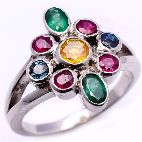 925 sterling silver Ruby,Emerald,Sapphire Gemstone Ring