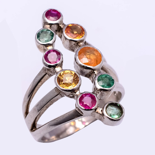 925 sterling silver multi precious gemstone Ring