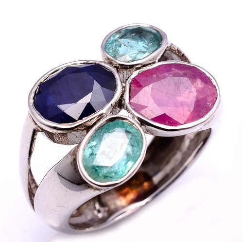 925 sterling silver Ruby,Emerald,Sapphire Gemstone Ring