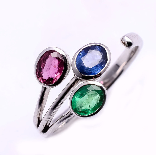 925 sterling silver Ruby,Emerald,Sapphire Gemstone Ring
