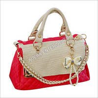 Evening Party Handbags - Sheep Nappa Leather, 17"x13.5"x5", Red, Double Handles, Top Zip Closure, Lightweight Elegant Design