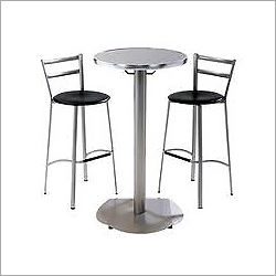 Stainless Steel Furniture - Tripod Base, 100cm Chair Height, 60cm Diameter Table | Durable, Easy Cleaning, Modern Design, Leatherette Seat