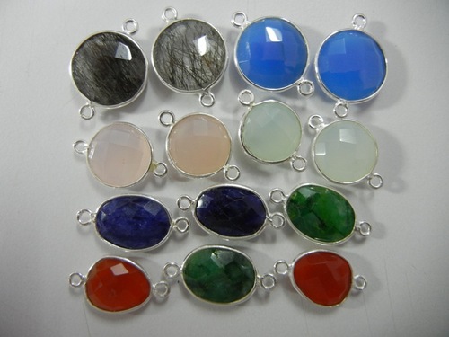 100 टुकड़ा Mix Lot Sterling Silver Bezel Connectors