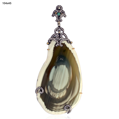 18 k Gold Diamond Gemstone Pendant Jewelry