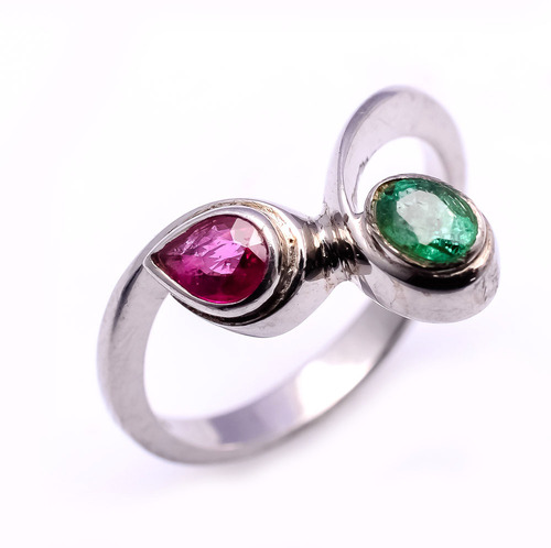925 sterling silver Ruby & Emerald Gemstone Ring