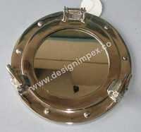Porthole Mirror - Brass, 12-15 Inches Diameter, Polished Finish | Wall Mountable, Adds Nautical Theme, 1-year Warranty, Ideal For Bathroom & Bedroom