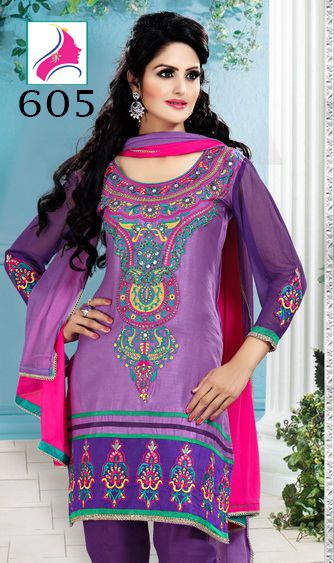 Beautiful Violet Designer Embroidery Salwar Suit