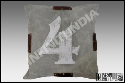 Vintage Cushion - Synthetic Leather, Square Shape | Antique Style, Indoor Use, Machine Made, Meets AQL Standards