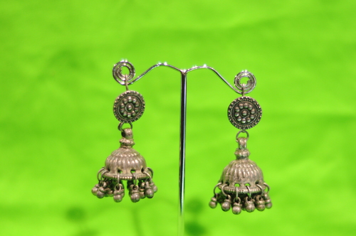Silver Antique Jhumkas