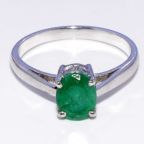 925 Sterling Silver Emerald Gemstone Ring
