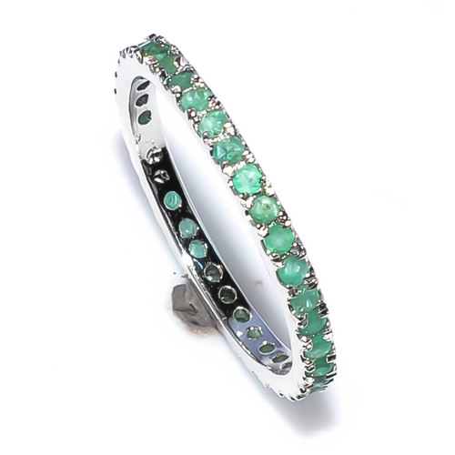 925 Sterling silver Emerald gemstone Ring Band