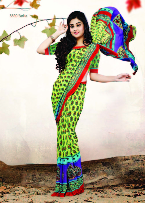 Light Green Designer Printed Fancy Saree