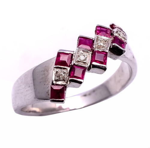 925 Sterling silver Ruby & Diamond gemstone Ring