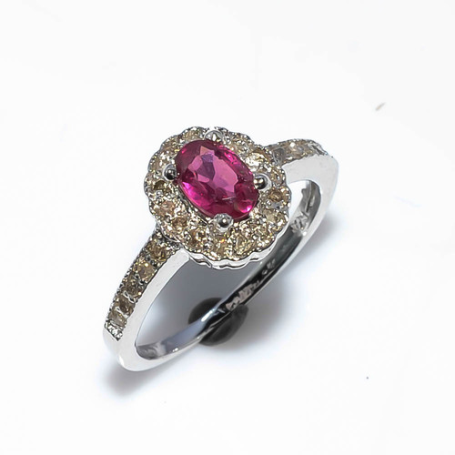 935 Sterling silver Ruby & Diamond gemstone Ring
