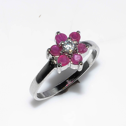 925 Sterling silver Ruby & Diamond gemstone Ring