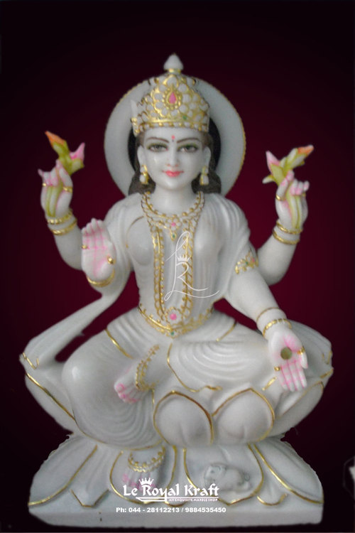 Marble Laxmi Sculpture - Color: White