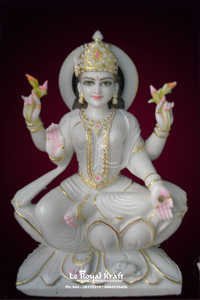 Marble Laxmi Sculpture - Color: White