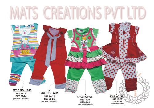 Kid's Girls Leggings Set - Interlock Fabric 180 GSM, Size 16-26, Multicolor | Embroidered, Buttons, Comfortable Fit