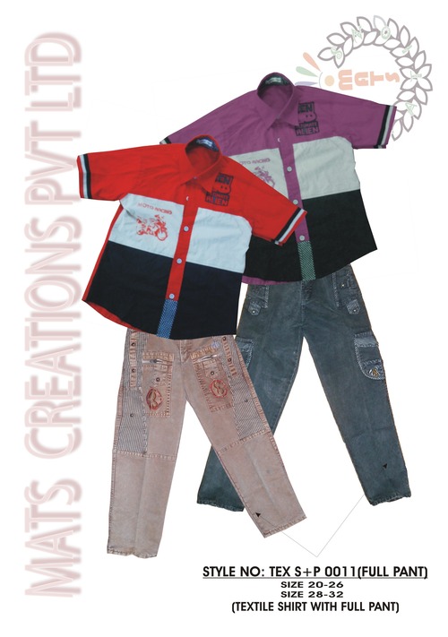 Designer textile shirt with full pant