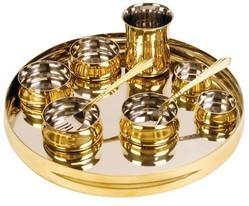 Curved Brass Steel Thali Set