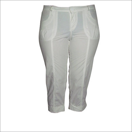 Womens Cropped Capri Jeans - Cotton White Adjustable Waist Zipper Closure | Soft Texture Fine Stitching Lightweight Colorfast Comfortable Durable