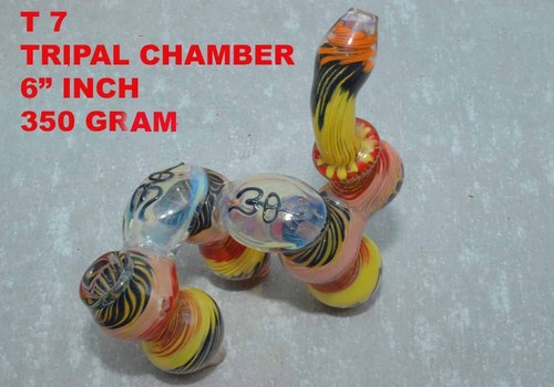 TRIPLE CHAMBER - Borosilicate Glass 6 Inch Multicolored | Triple Chamber, Smooth Smoking, Durable, Portable