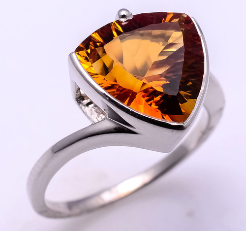 925 sterling silver golden topaz ring