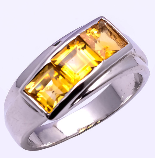 925 sterling silver golden topaz ring