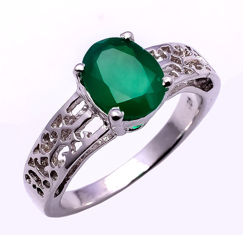 925 Sterling silver Green Onyx gemstone ring