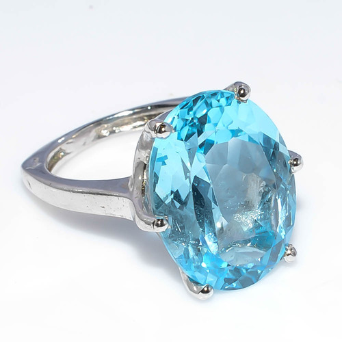 925 Sterling Silver Blue Topaz Gemstone Ring