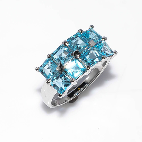 925 Sterling Silver Blue Topaz Gemstone Ring