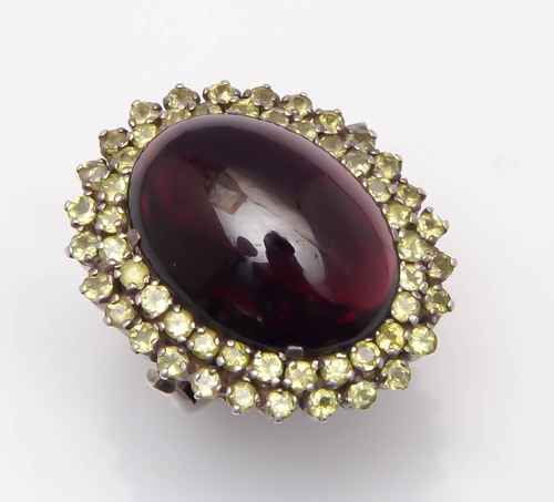 925 sterling silver Garnet & lemon topaz Gemstone ring