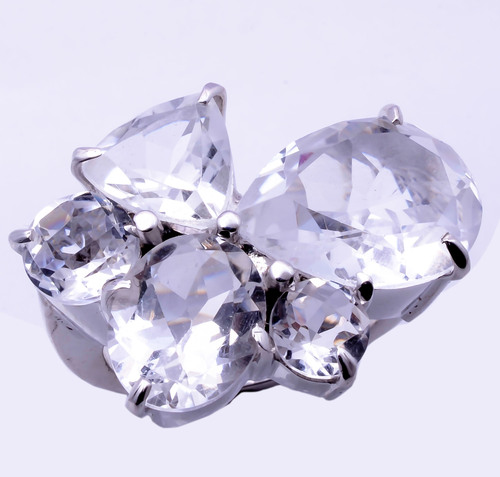 925 sterling silver Crystal gemstone ring