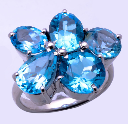 925 Sterling Silver Blue Topaz Gemstone Ring