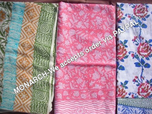 Multicolor Sarongs Of Hand Block Print