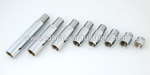 Extension Heavy Nipple - Brass Material, Sizes 1-6 Inches | Chrome Plated, Equal Shape, Water Compatible, With Rings