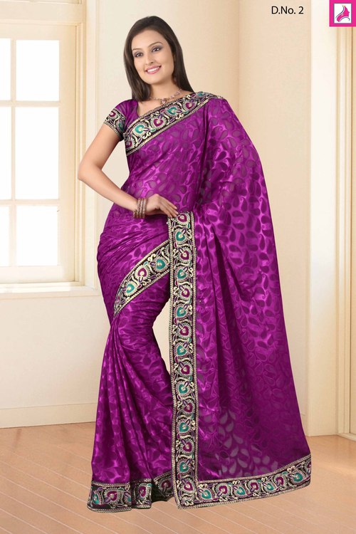 New Exclusive Designer Purple Ever Green Saree