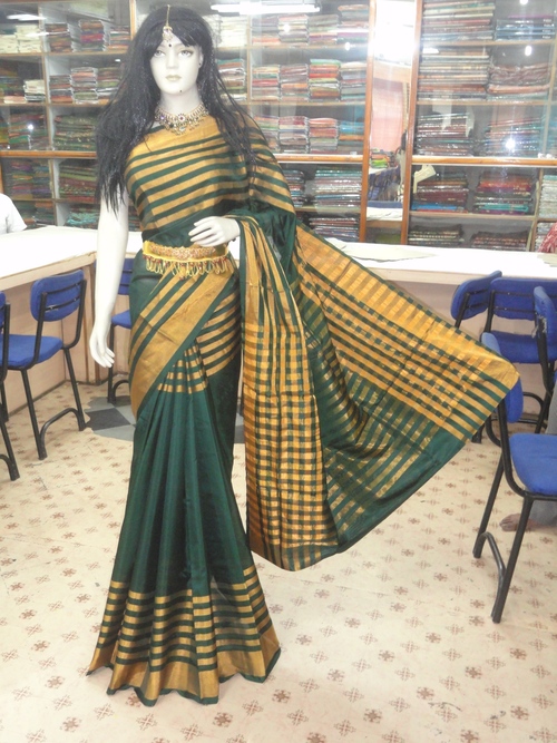 Green & Golden Trendy Party Wear Sarees
