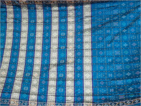 Sky Blue & White Pochampally Silk Sarees
