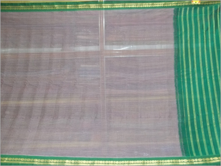 Gray & Green Gadwal Cotton Sarees