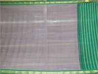 Gray & Green Gadwal Cotton Sarees