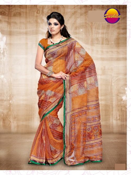 Rainbow Printed Sari