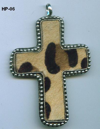 Leather and Metal Pendant - 50x40 mm, Beige Silver Finish | Elegant Design, Durable, Cross Style, Religious Fashion Accessory