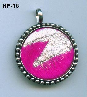 Leather Pendants - Leather & Metal, 25mm Diameter, Pink | Round Shape, Antique Silver Finish, Durable, Stylish