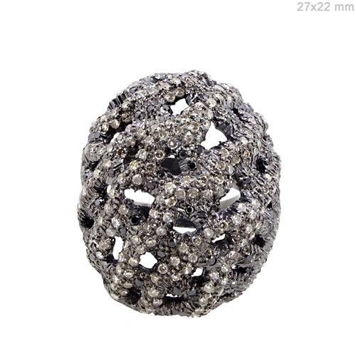 Diamond Pave Sterling Silver Ring