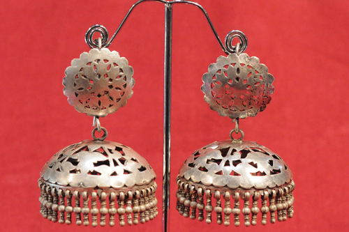 Undefined - Metal Alloy 2x2 cm Silver, Lightweight Durable Jhumka Earrings with Intricate Detail