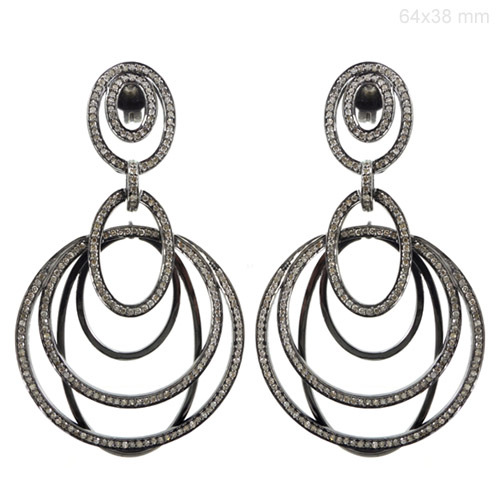 Pave Diamond Gold Earrings Jewelry