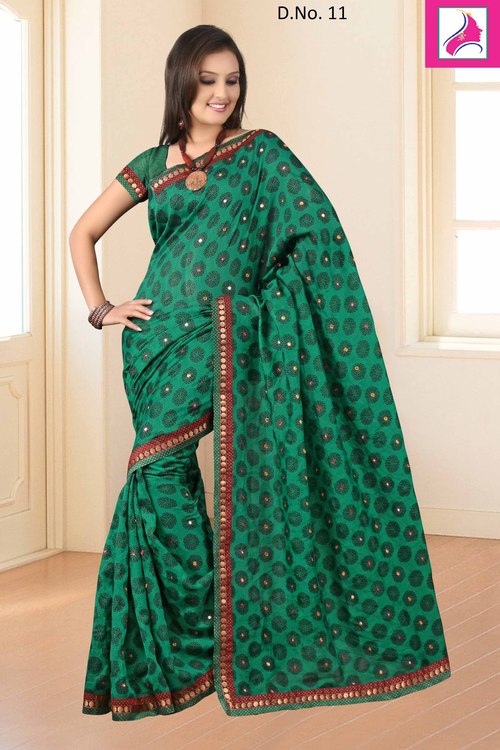 Bewitching Green Designer Ever Green Silk Saree
