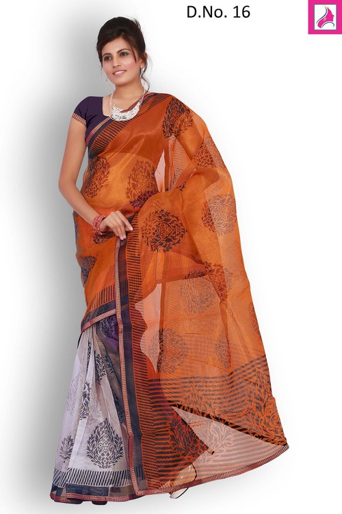 Ethereal Light Rust Designer Ever Green Saree