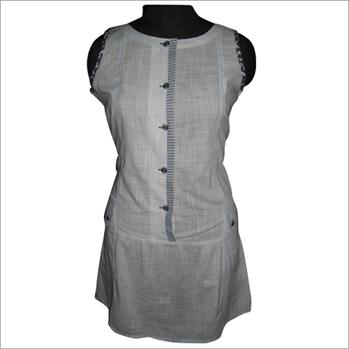 Off White Dress - Cotton, S-XL, Knee-Length, Off-White | Comfortable, Neat Stitch, Flawless Finish, Tear Resistant